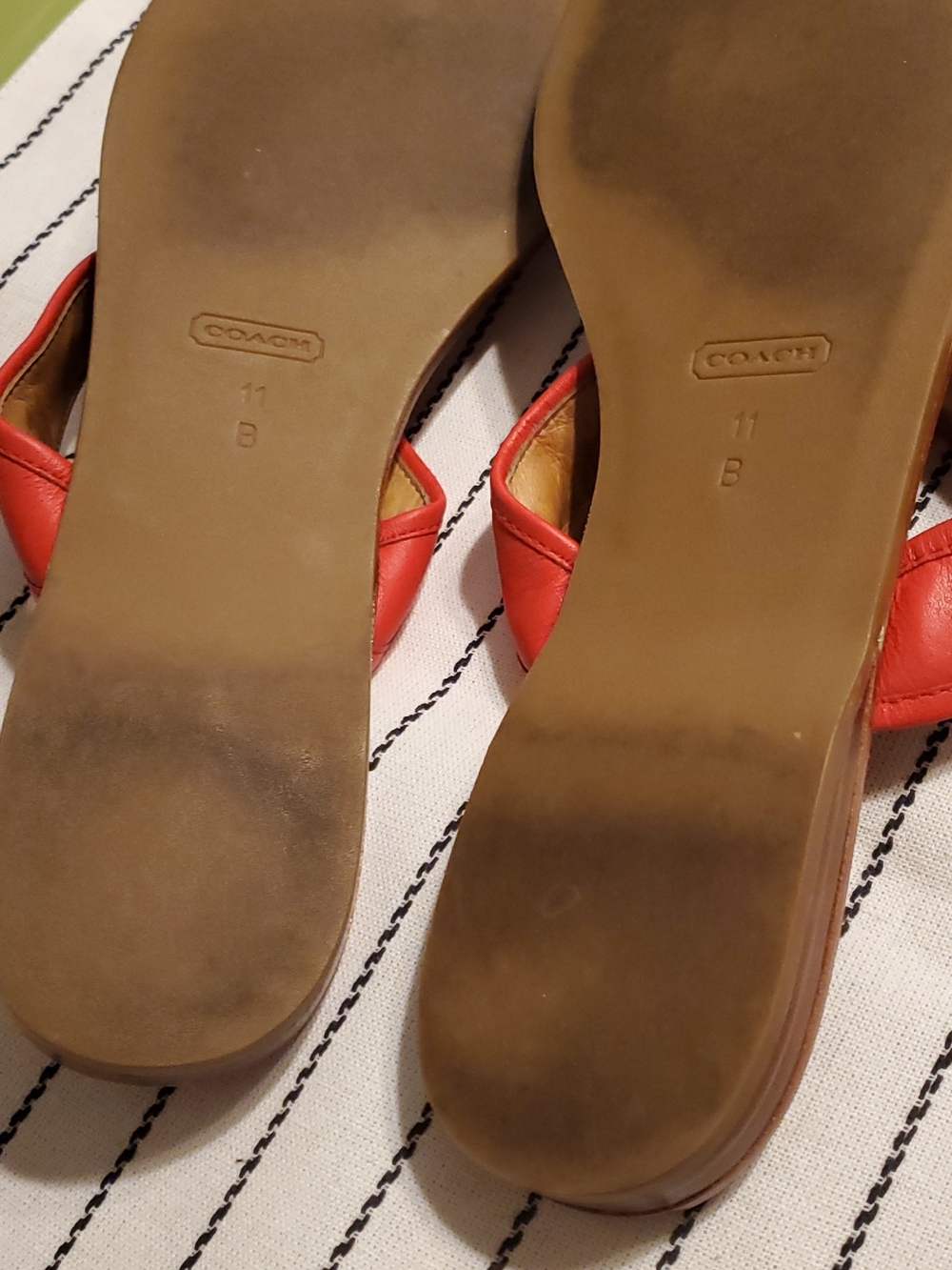 Coach Coral Leather Tassel Thong Sandals - Picture 4 of 6